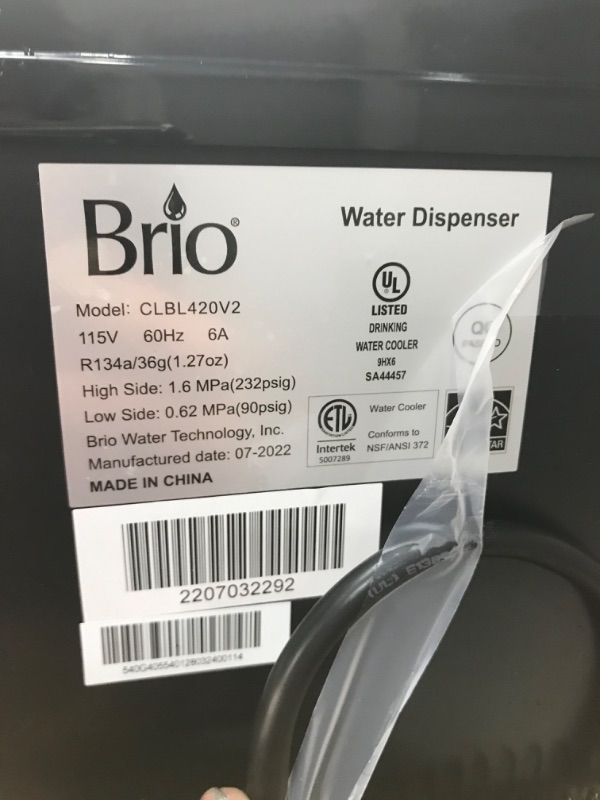 Photo 6 of Brio 400 Series Tri-Temperature Bottom Load Water Cooler Dispenser with Hot Cold and Room Temperature Water Holds 3 to 5 Gallon Capacity Water Jugs-
