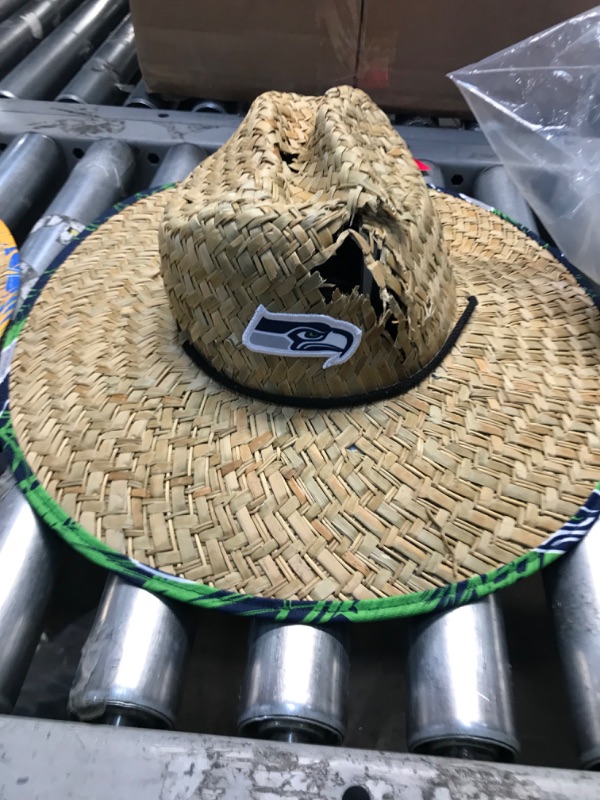 Photo 10 of 2pck Men's NFL Team Logo Floral Straw Sun Hat 