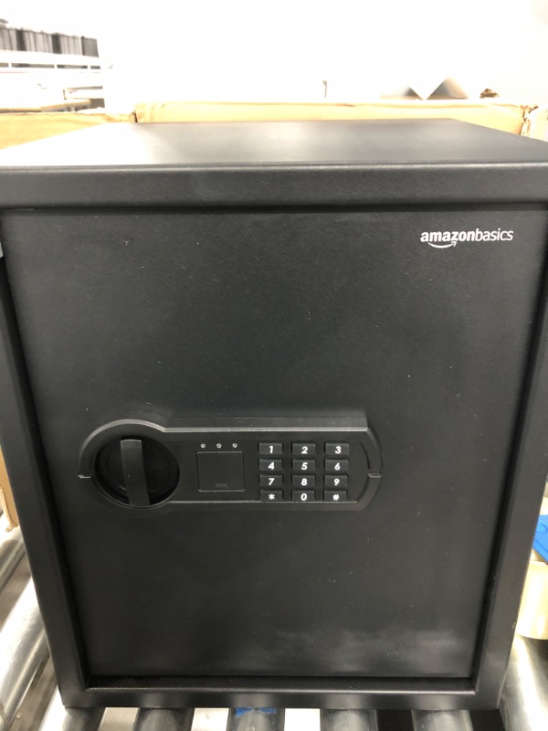 Photo 2 of Amazon Basics Steel Home Security Safe with Programmable Keypad - Secure Documents, Jewelry, Valuables - 1.52 Cubic Feet, 13.8 x 13 x 16.5 Inches, Black
