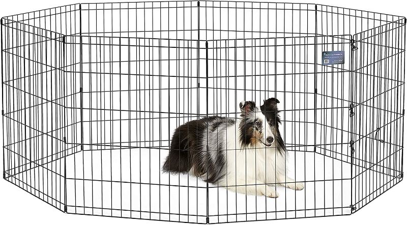 Photo 1 of Black Pet Exercise Pen,Walk-Thru Door 8 Panels Black 24" X 30"
