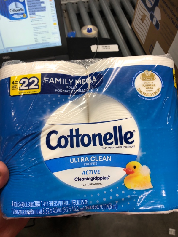 Photo 1 of Cottonelle Ultra Clean Toilet Paper with Active CleaningRipples Texture, Strong Bath Tissue, 4= 22 Family Mega Rolls 
