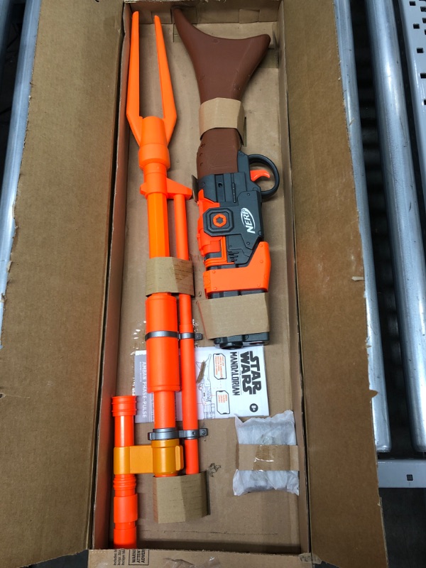 Photo 2 of NERF Star Wars Amban Phase-Pulse Blaster, The Mandalorian, Scope, 10 Official Elite Darts, Breech Load, 50.25 Inches Long (Amazon Exclusive) Frustration-Free Packaging