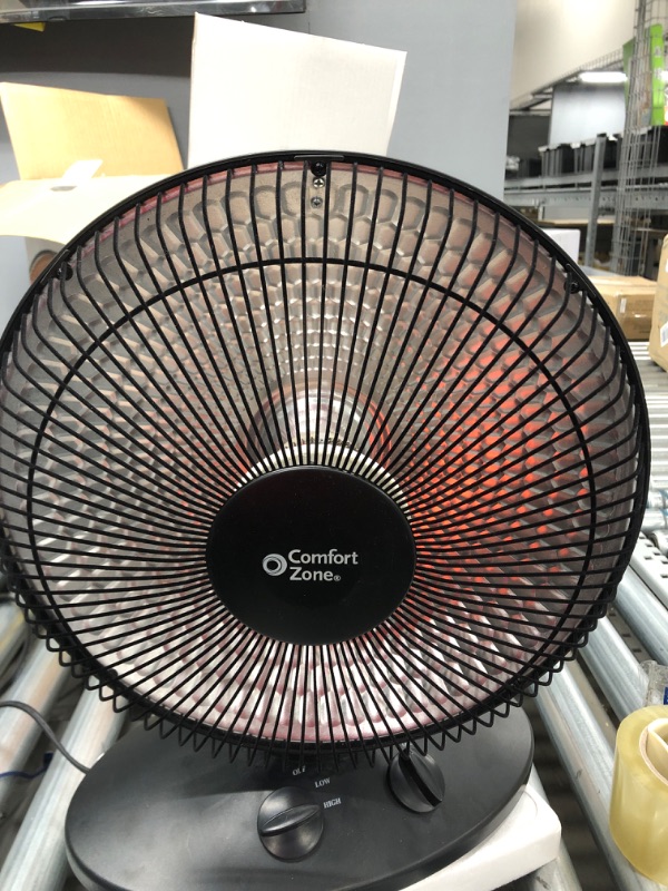 Photo 2 of Comfort Zone 700/1000-Watt Oscillating Parabolic Dish Radiant Electric Portable Space Heater , Black