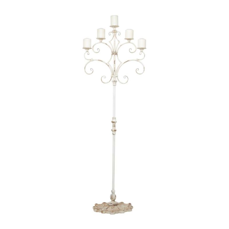 Photo 1 of 68 in. White Iron French Country Candelabra Candle Holder
