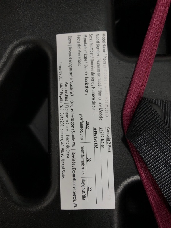 Photo 4 of Diono Cambria 2 XL, Dual Latch Connectors, 2-in-1 Belt Positioning Booster Seat, High-Back to Backless Booster with Space and Room to Grow, 8 Years 1 Booster Seat, Pink
