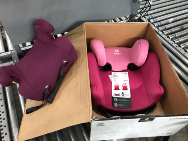 Photo 3 of Diono Cambria 2 XL, Dual Latch Connectors, 2-in-1 Belt Positioning Booster Seat, High-Back to Backless Booster with Space and Room to Grow, 8 Years 1 Booster Seat, Pink
