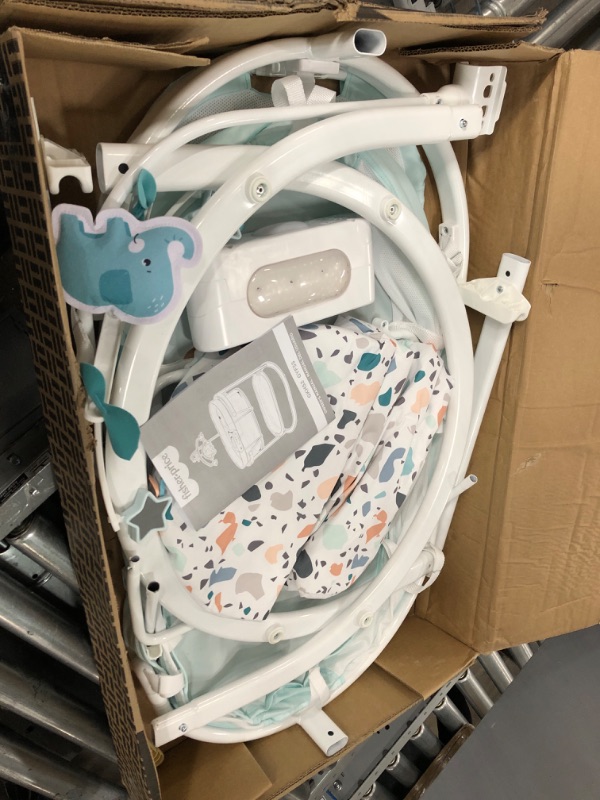 Photo 3 of Fisher-Price Soothing Motions Bassinet Pacific Pebble, Baby Bassinet with Soothing Lights, Music, Vibrations, and Motion
