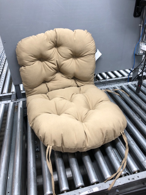 Photo 2 of Chair Pad One-Piece Cushions Rocking Chair Cushion with Ties,Thicken High Back Chair Pad for Single Sofa Chair Outdoor Patio Chair Cushion,Light Coffee