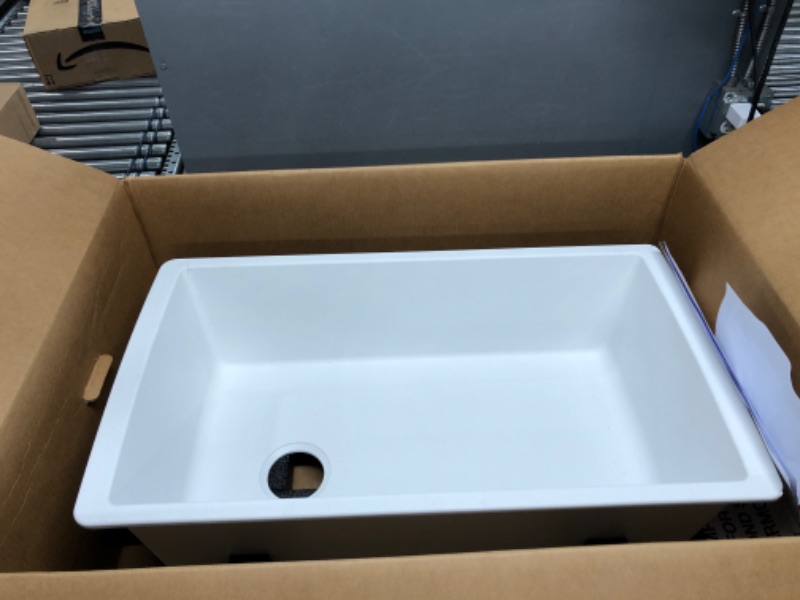 Photo 2 of BLANCO, White 441767 DIAMOND SILGRANIT Super Single Undermount Kitchen Sink, 33.5" X 18.5" 33-1/2" L X 18-1/2" W White