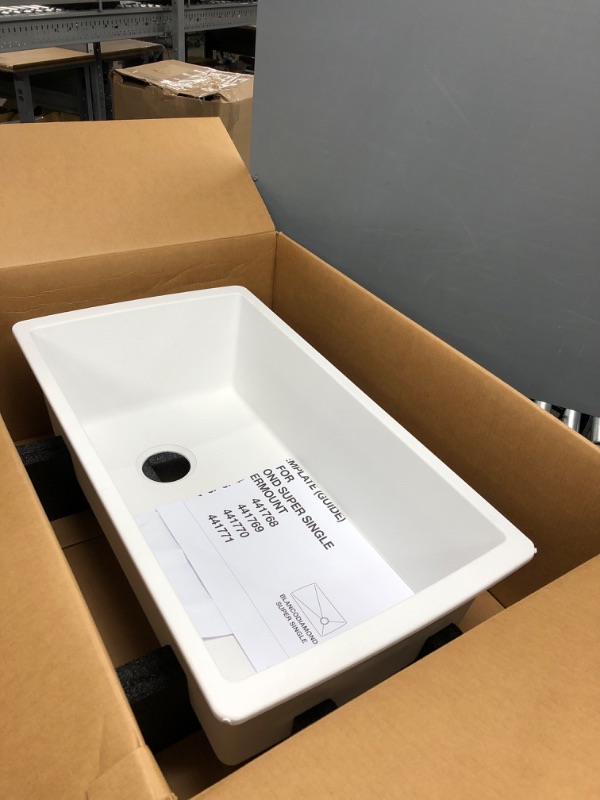 Photo 4 of BLANCO, White 441767 DIAMOND SILGRANIT Super Single Undermount Kitchen Sink, 33.5" X 18.5" 33-1/2" L X 18-1/2" W White