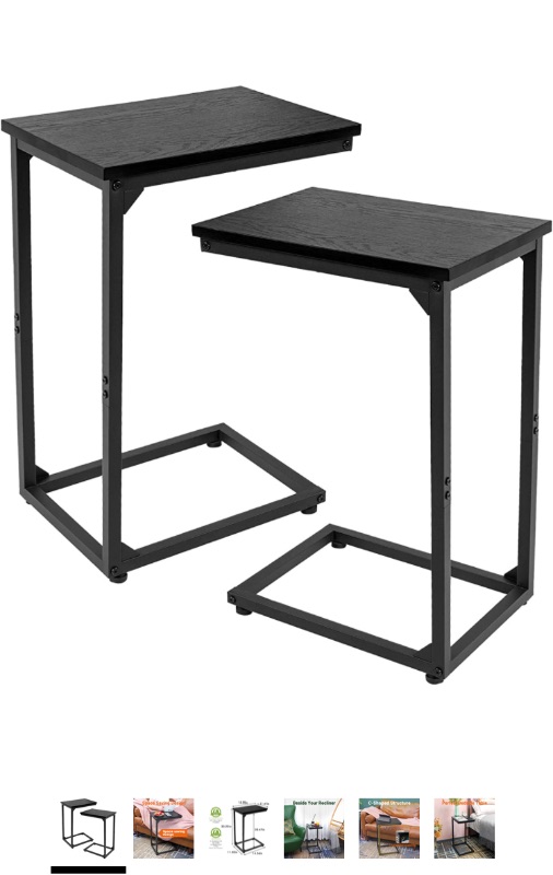 Photo 1 of AMHANCIBLE Black C-Shaped End Table Set of 2, Side Tables Living Room, C Table for Sofa, Couch Table, Snack Side Table for Bedroom