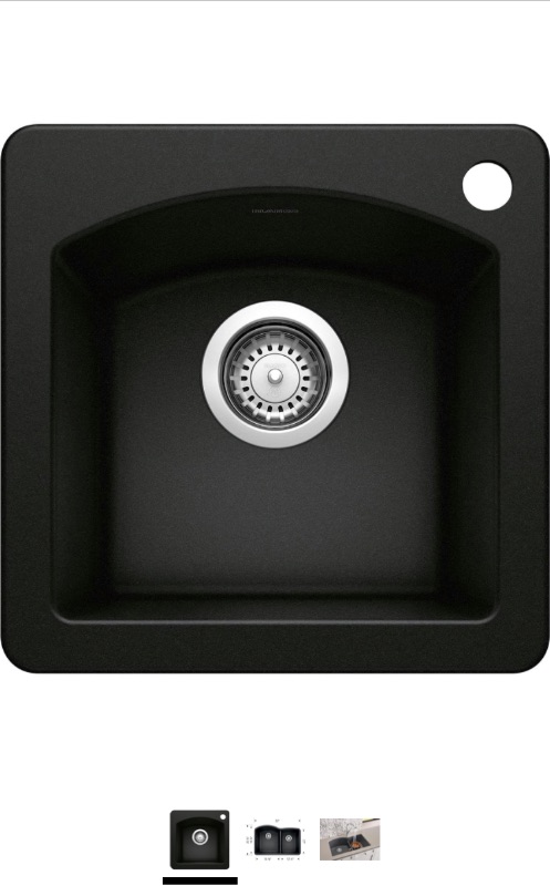 Photo 1 of BLANCO 442915 Diamond Prep Bar Sink, Coal Black