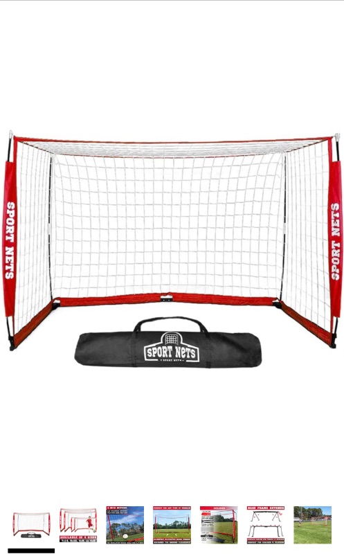 Photo 1 of Sport Nets Portable Soccer Goal - Bow Frame Soccer Net with Carry Bag - Available is 4 Sizes