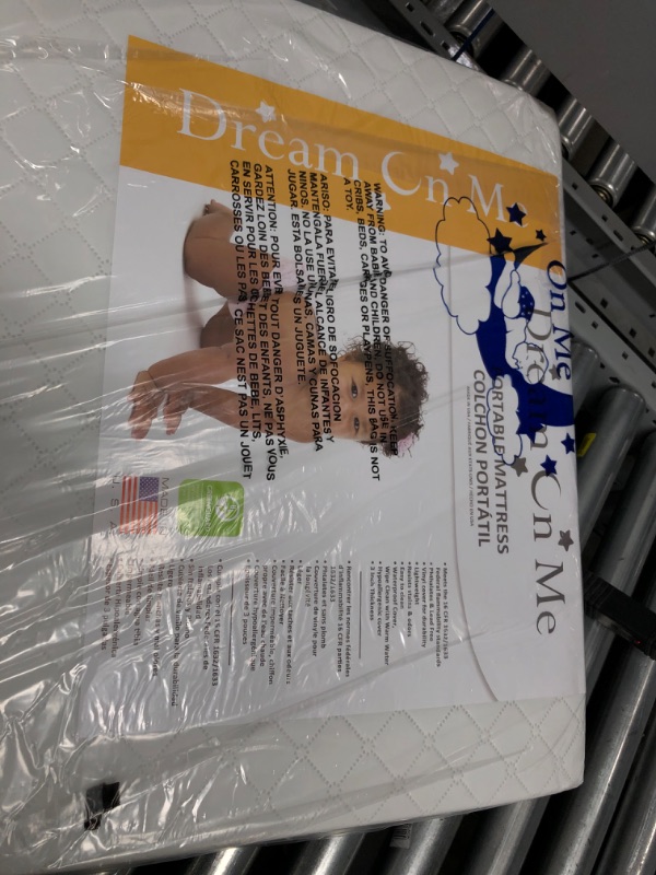 Photo 3 of Dream On Me Holly 3” Fiber Portable Crib Mattress, Greenguard Gold Certified, Waterproof Vinyl Cover, Lightweight Mini Crib Mattress, White
