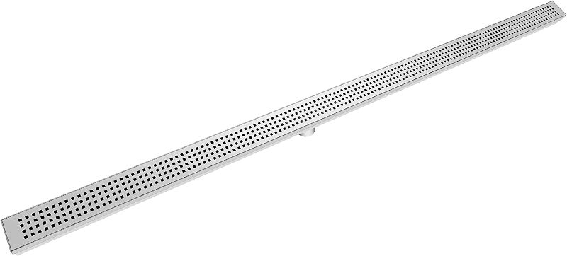 Photo 1 of Bronstarz 48-Inch Linear Shower Drain with Quadrato Pattern Grate Brushed 304 Stainless Steel Rectangle Shower Floor Drain with CUPC Certified for Bathroom Kitchen Pool Floor Drain Strainer
