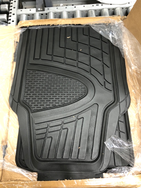 Photo 2 of FH Group F11311BLACK Rubber Floor Mat ( Heavy Duty Tall Channel, Black Full Set Trim to Fit)