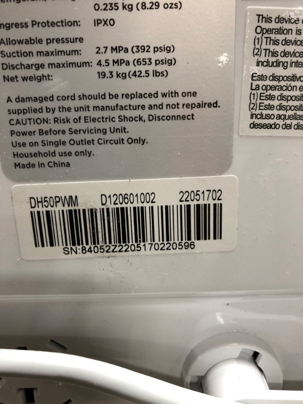 Photo 2 of Dehumidifiers with Pump / hose for Basements 50 Pint (70 Pint 2012 DOE)Energy Star Certified Dehumidifiers for 4500 Sq Ft Large Room or Basements, Dehumidifiers for Home with Auto Shut Off, Continuous and Manual Drainage 4500 SQ FT (W HOSE&PUMP) White