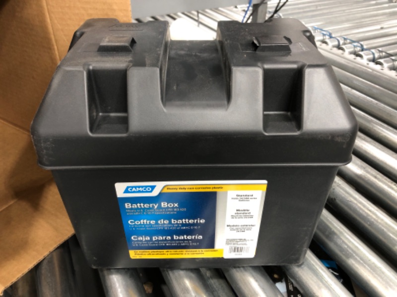 Photo 2 of Camco Heavy Duty Battery Box with Straps and Hardware - Group 24 |Safely Stores RV, Automotive, and Marine Batteries |Durable Anti-Corrosion Material | Measures 7-1/4" x 10-3/4" x 8" | (55363) Frustration Free Packaging Regular Battery Box