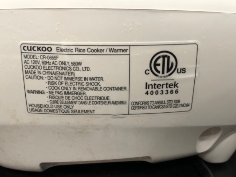 Photo 4 of CUCKOO CR-0655F | 6-Cup (Uncooked) Micom Rice Cooker | 12 Menu Options: White Rice, Brown Rice & More, Nonstick Inner Pot, Designed in Korea | Red/White