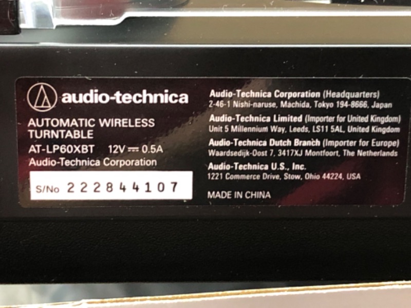 Photo 1 of Audio-Technica AT-LP60XBT-BK Fully Automatic Bluetooth Belt-Drive Stereo Turntable, Black, Hi-Fi, 2 Speed, Dust Cover, Anti-Resonance, Die-cast Aluminum Platter Black Wireless Turntable