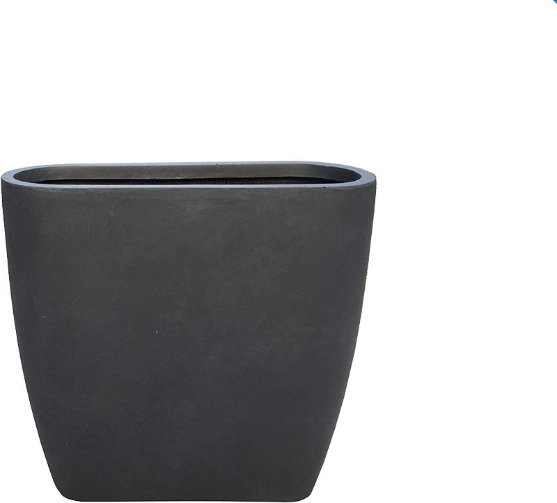 Photo 1 of (Major Damage) Kante RF0018A-C60121 Lightweight Concrete Modern Tall Oval Outdoor, Small Planter, Charcoal