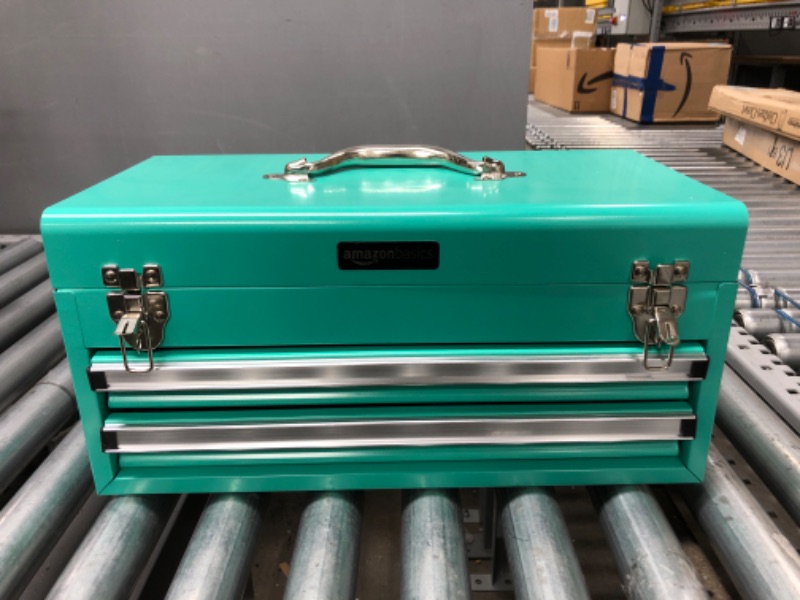 Photo 2 of Amazon Basics 2-Drawer Steel Organization Chest - Turquoise Powder Coated Finish