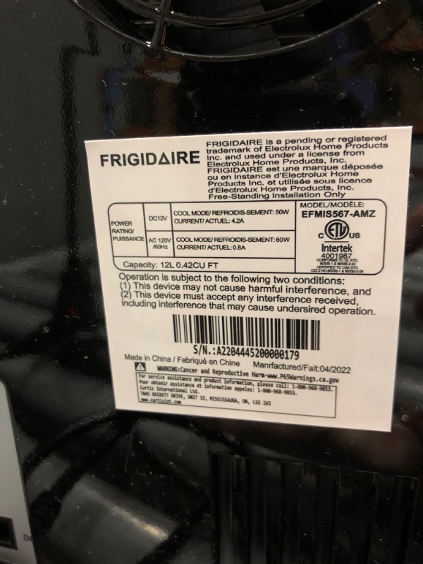 Photo 4 of FRIGIDAIRE EFMIS567_AMZ 18 Can OR 4 Wine Bottle Retro Beverage Fridge, Temperature Control, Thermoelectric, FreonFree, Stainless