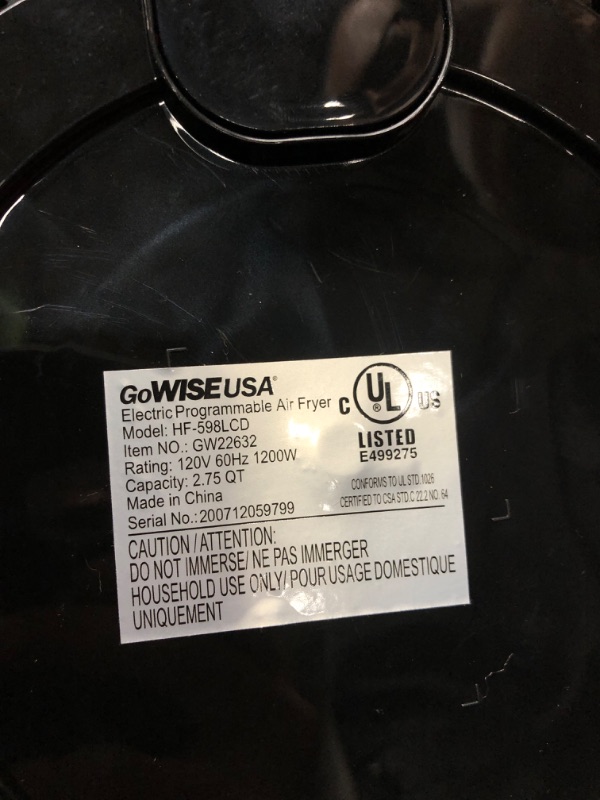 Photo 3 of *PARTS ONLY* GoWISE USA 2.75-Quart Digital 50 Recipes for Your Air Fryer Book, QT, Black 2.75-QT Black