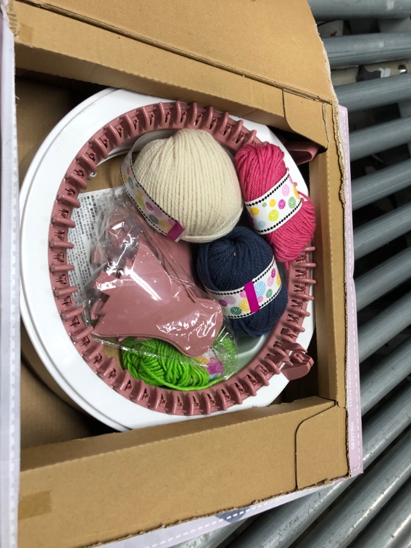 Photo 1 of 48 Needles Knitting Machine Knitting Round Loom Weaving Loom Knitting Board Spinning Rotating Double Knit Loom Machine DIY Knitting Loom Machines for Adult Kid PINK