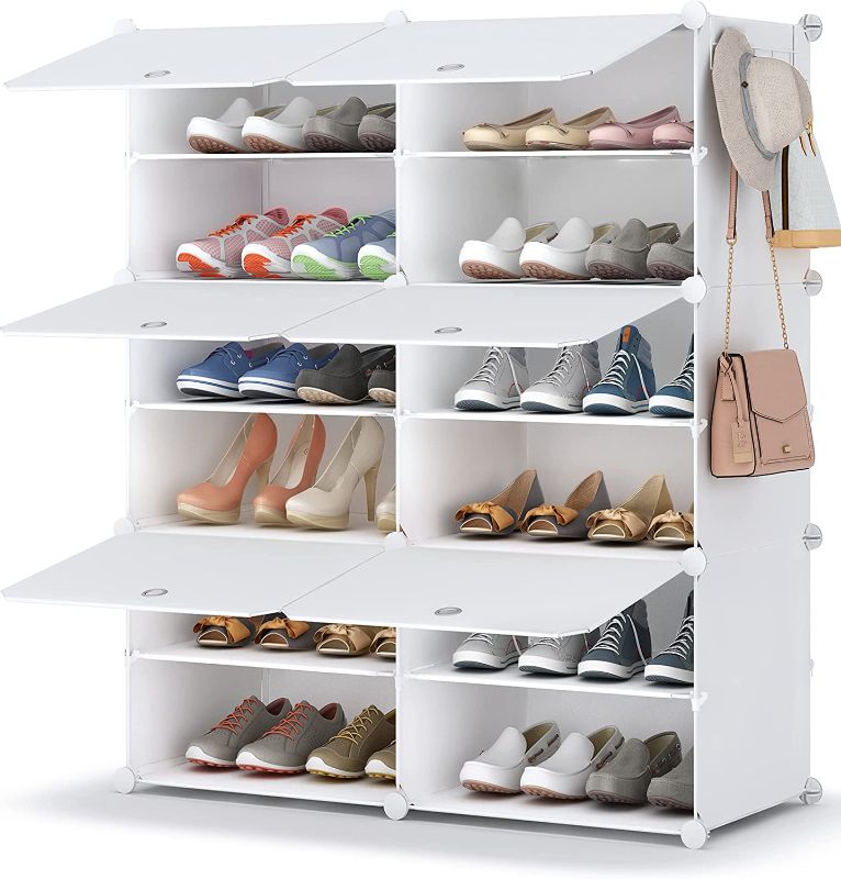 Photo 1 of `HOMIDEC Shoe Rack, 6 Tier Shoe Storage Cabinet 24 Pair Plastic Shoe Shelves Organizer for Closet Hallway Bedroom Entryway
