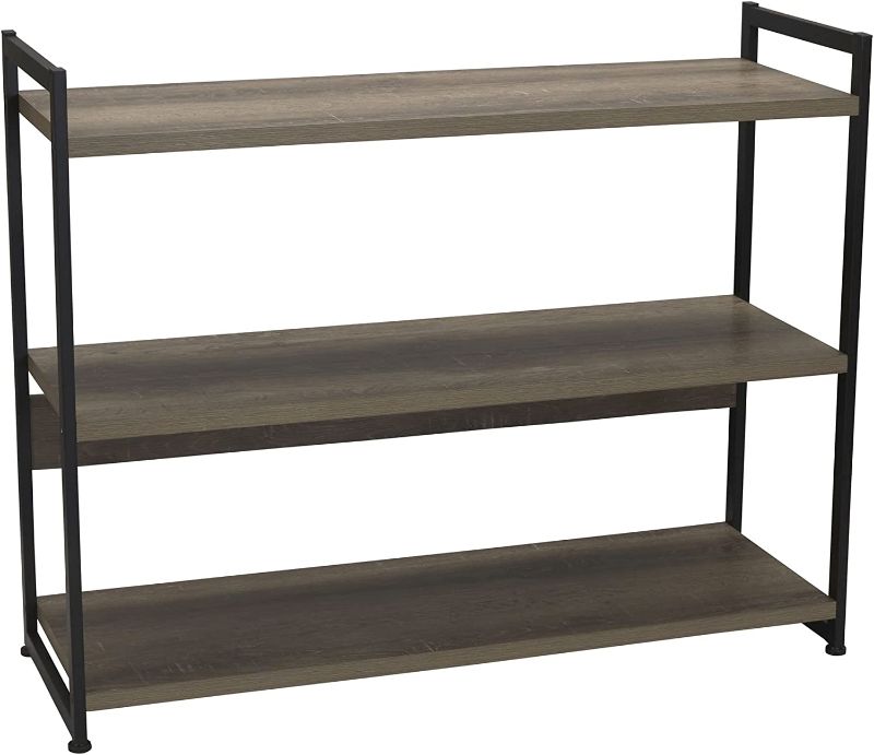 Photo 1 of Household Essentials Ashwood 3 Tier Storage Shelf with Metal, Grey Shelves – Black Frame
