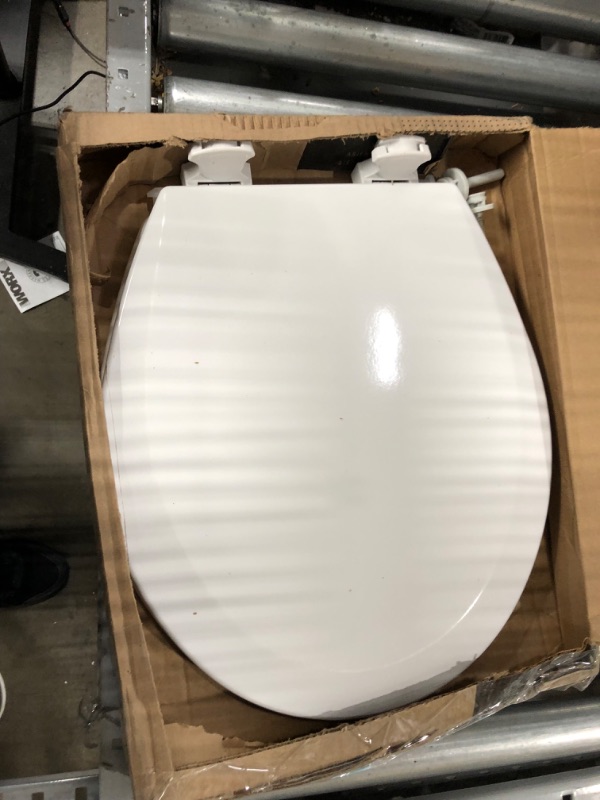 Photo 3 of **opened*
Bemis 500EC 390 Toilet Seat with Easy Clean & Change Hinges, Round, Durable Enameled Wood, Cotton White Cotton White 1 Pack Round Toilet Seat