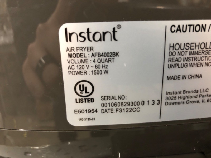 Photo 4 of Instant Essentials 4QT Air Fryer Oven, From the Makers of Instant Pot with EvenCrisp Technology, Nonstick and Dishwasher-Safe Basket, Fast Cooking, Easy-to-Use, Includes Free App with over 100 Recipes
