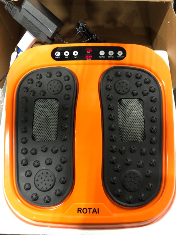 Photo 2 of ROTAI Vibration Foot Massager Multi Relaxations and Pain Relief Rotating Acupressure Electric Foot Circulation Device with Remote Control Orange
