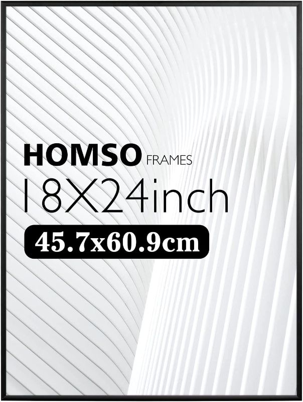 Photo 1 of Homso 18x24 Black Poster Picture Frame, Thin Aluminum Matted Frame with Plexiglass for Wall Mounting Horizontally and Vertically
