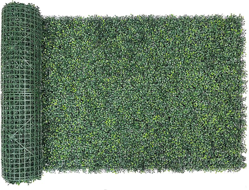 Photo 1 of Bybeton Artificial Ivy Privacy Fence Screen,40"x120" UV-Anti Faux Boxwood Leaves Grass Wall Panels for Patio Balcony Privacy, Garden, Backyard Greenery Wall Backdrop and Fence Decor
