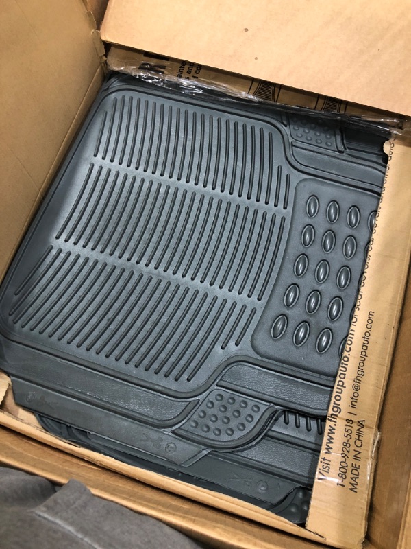 Photo 2 of Automotive Floor Mats Gray ClimaProof for all weather protection Universal Fit for most Cars, SUVs, and Trucks (Trimmable Heavy Duty 3 Row 4pc Full Set) FH Group F11306GRAY-3ROW 3 Row Gray