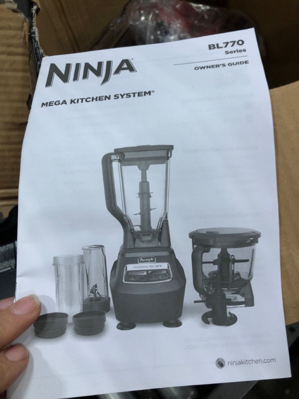 Photo 3 of Ninja BL770 Mega Kitchen System, 1500W, 4 Functions for Smoothies, Processing, Dough, Drinks & More, with 72-oz.* Blender Pitcher, 64-oz. Processor Bowl, (2) 16-oz. To-Go Cups & (2) Lids, Black
