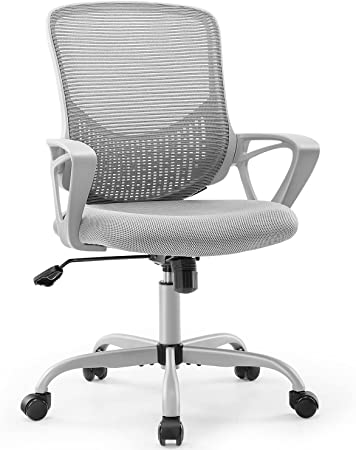 Photo 1 of Office Chair, Desk Chair Mid Back Computer Chair Ergonomic Office Chair Mesh Computer Desk Chair with Lumbar Support Armrest, Executive Height Adjustable Swivel Task Chair for Women Adults
