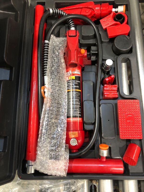 Photo 2 of BIG RED T70401S Torin Portable Hydraulic Ram: Auto Body Frame Repair Kit with Blow Mold Carrying Storage Case, 4 Ton (8,000 lb) Capacity, Red