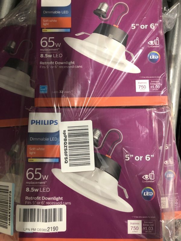 Photo 1 of 2PK-Philips 65W 5/6 Retrofit Downlight Soft White