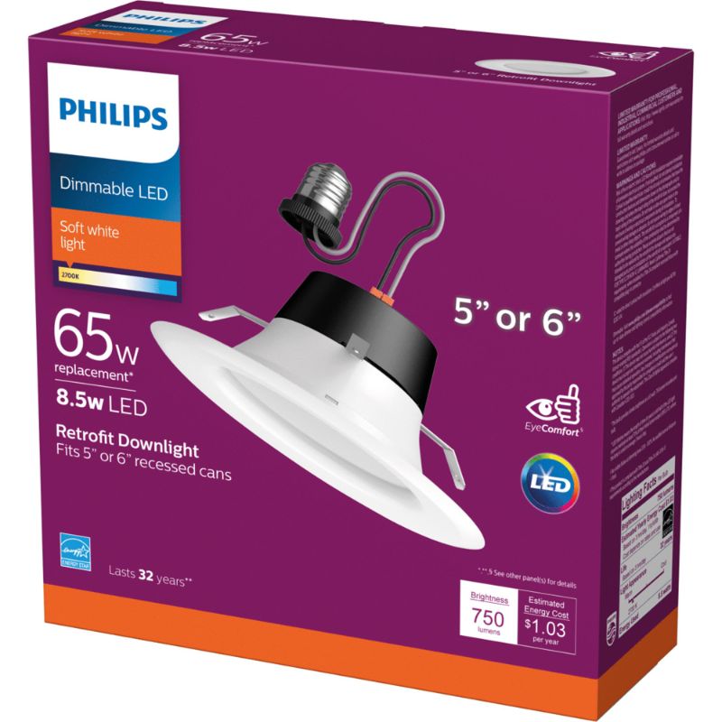 Photo 1 of 2PK-Philips 65W 5/6 Retrofit Downlight Soft White