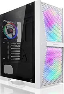 Photo 1 of RAIJINTEK SILENOS MS PRO WHITE, ATX PC Case with Mesh at Front and Tempered Glass (4.0mm) side panel , Comes with Pre-installed 2pcs ARGB