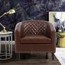 Photo 1 of **Missing Legs**Brown Round Arm Faux Leather Rectangle Barrel Chair