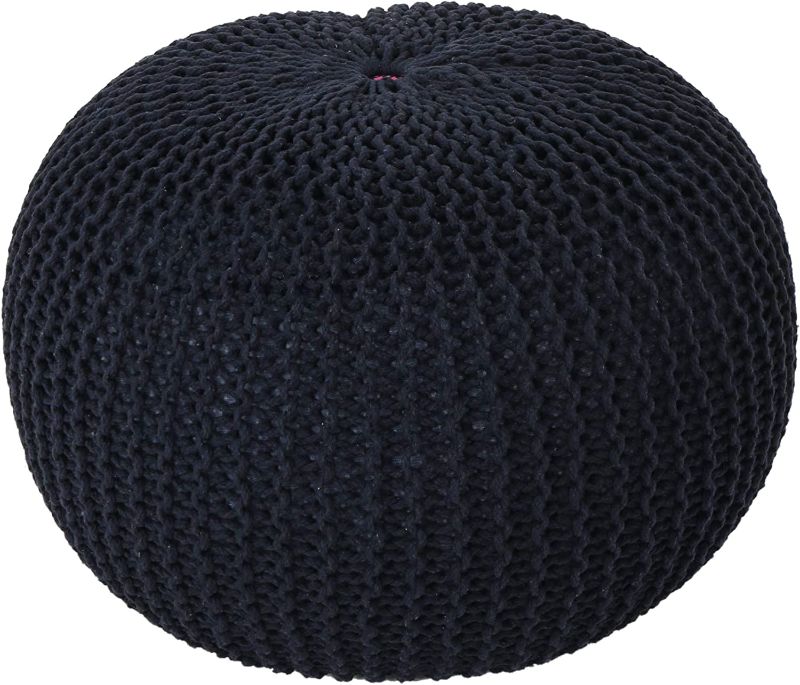 Photo 1 of 
Home Belle Knitted Cotton Pouf, Dark Blue