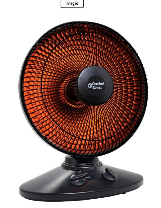 Photo 1 of Comfort Zone 700/1,000-Watt Oscillating Parabolic Radiant Dish Heater with 7-degree Oscillation, Adjustable Tilt, Tip-Over Switch and Overheat Protection Sensor
