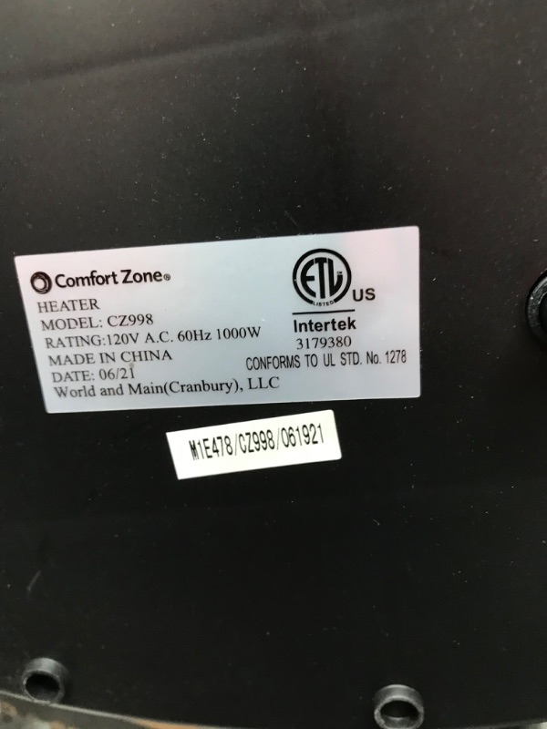 Photo 3 of Comfort Zone 700/1,000-Watt Oscillating Parabolic Radiant Dish Heater with 7-degree Oscillation, Adjustable Tilt, Tip-Over Switch and Overheat Protection Sensor
