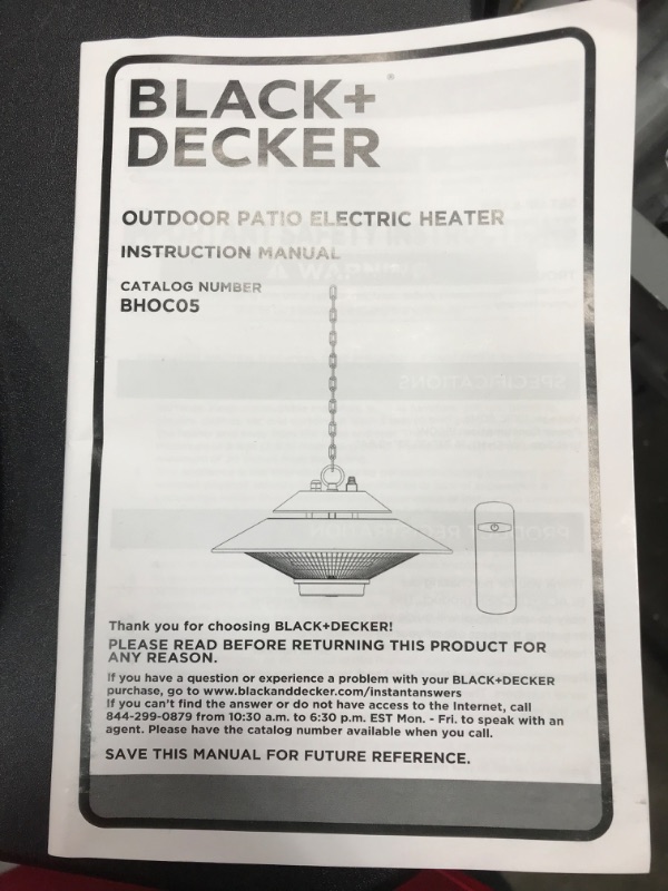 Photo 3 of BLACK+DECKER Patio Electric Heater for Ceiling, Heater for Outside with Remote Control
