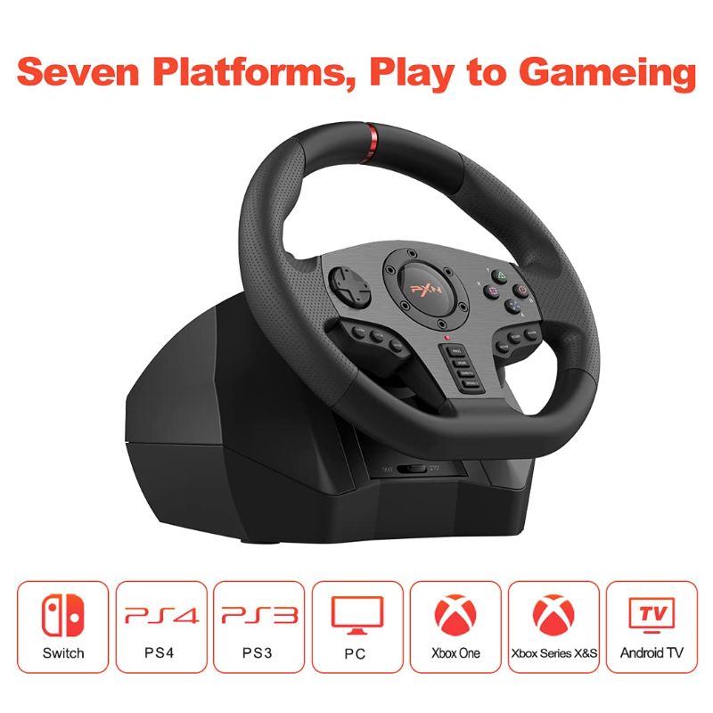 Photo 1 of PXN V900 Gaming Steering Wheel - 270/900° PC Racing Wheels with Linear Pedals & Left and Right Dual Vibration for Xbox Series X|S, PS4, Xbox One, PC, Nintendo Switch, Android TV
