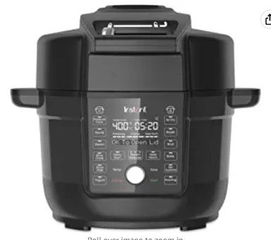 Photo 1 of Instant Pot Duo Crisp Ultimate Lid, 13-in-1 Air Fryer and Pressure Cooker Combo, Sauté, Slow Cook, Bake, Steam, Warm, Roast, Dehydrate, Sous Vide, & Proof, App With Over 800 Recipes, 6.5 Quart
